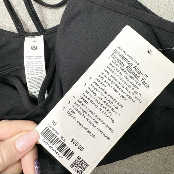 Lululemon Align Strappy Back Tank Top Black 10 12 Nwt - Picture 8 of 8
